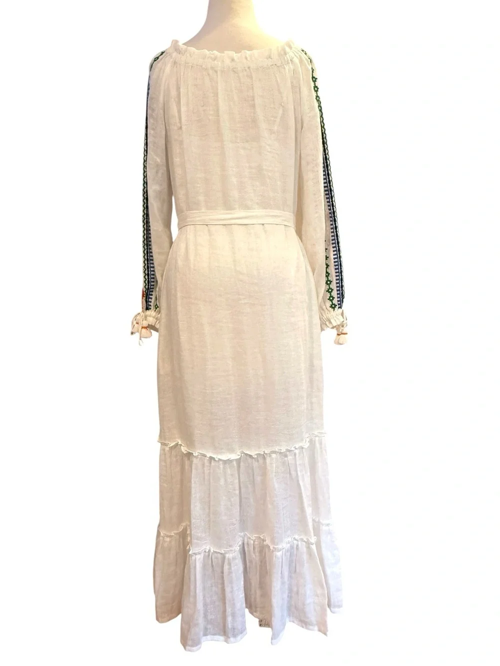 Tory Burch Embroidered Peasant Maxi Dress Cover-up On or Off Shoulder Small